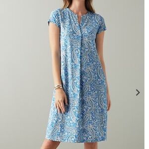 J. Jill Blue Paisley Printed A-Line Dress Size Medium